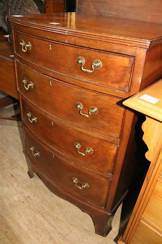 A small bowfront chest of drawers